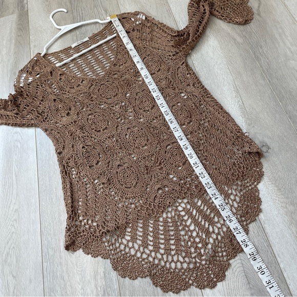 Vintage Crochet Top Brown (s/m) siNita bohemian festival swim cover up beach - Picture 6 of 6